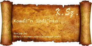 Komán Szénia névjegykártya